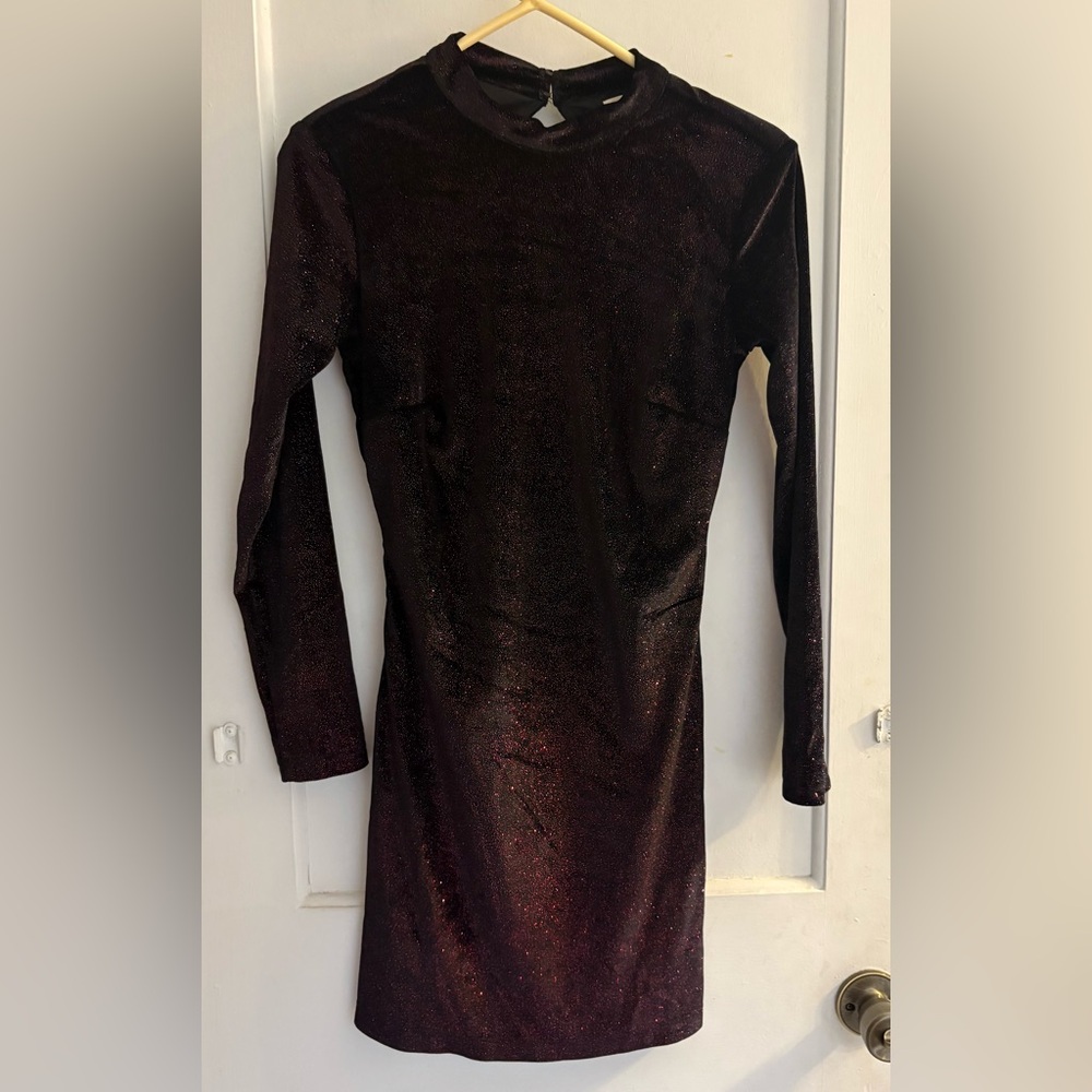 Mello Day Black Shimmer Velvet Y2K Dress Size XS NWT